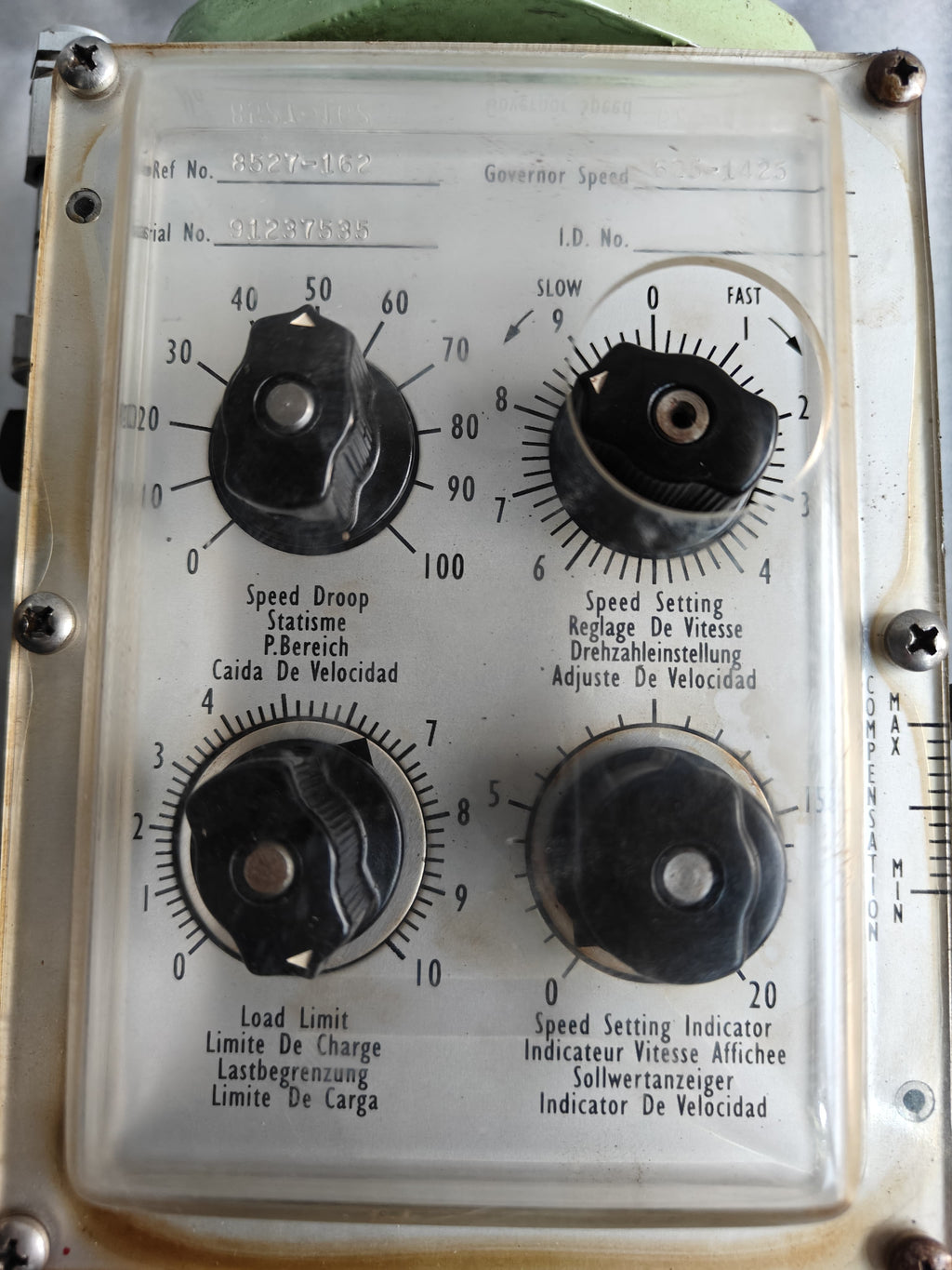 Woodward UG8 Governor Part no: 8527-162, Speed: 625-1425 rpm