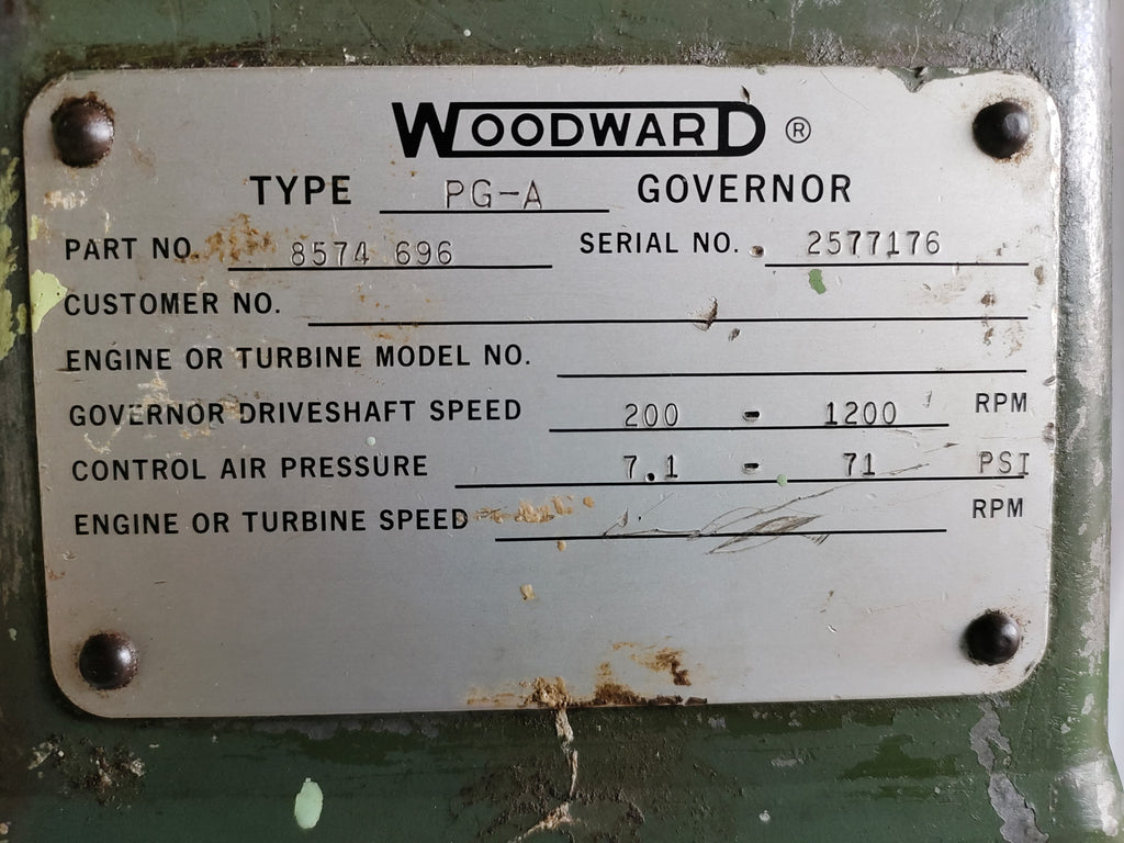 Woodward PG-A Governor Part no 8574 696 serial no 2577176