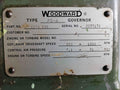 Woodward PG-A Governor nameplate showing part number 8574 696 and serial number 2577176