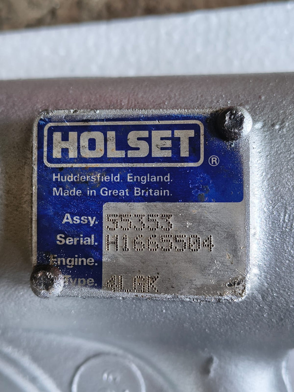 Holset 4LGK Serial no: H166504 Turbocharger