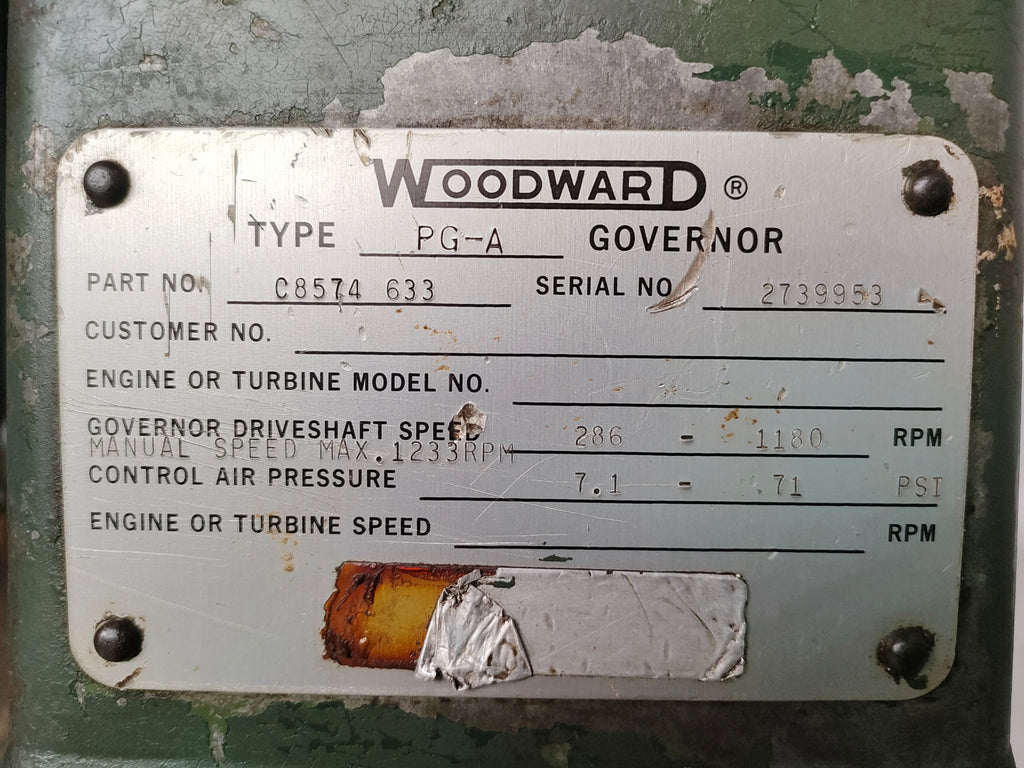 Woodward Governor PG-A Part no: C8574 633