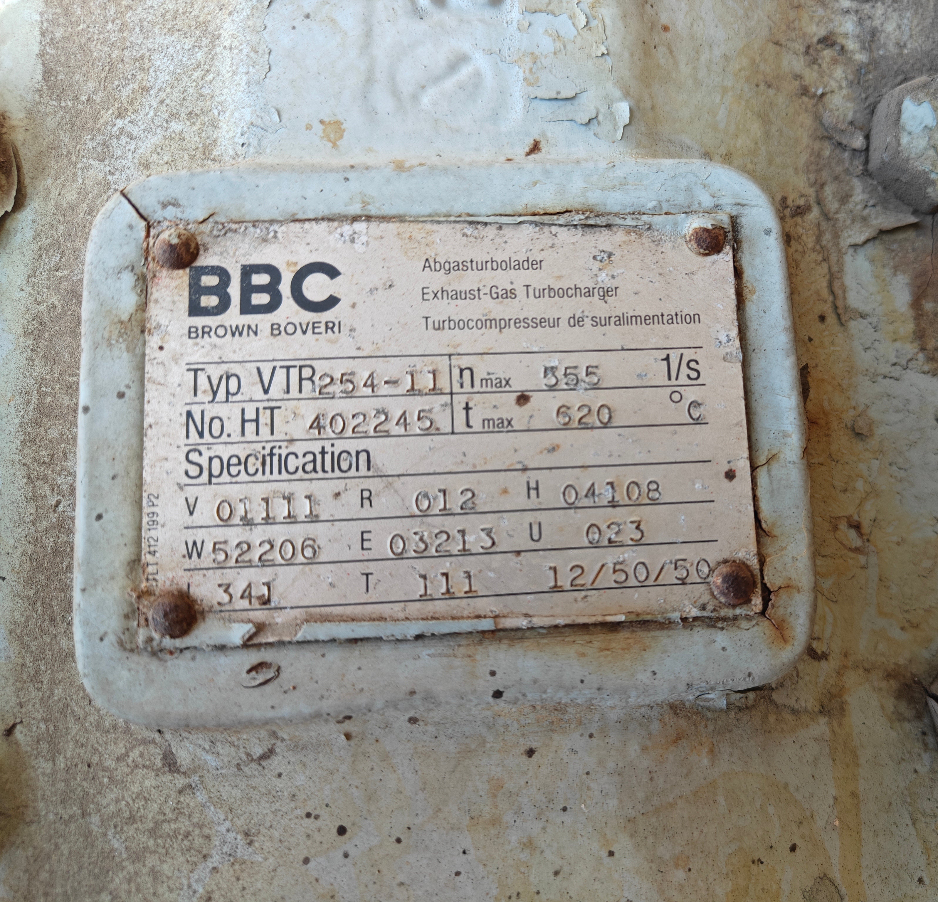 BBC VTR 254-11 Turbocharger available I Marine Turbocharger