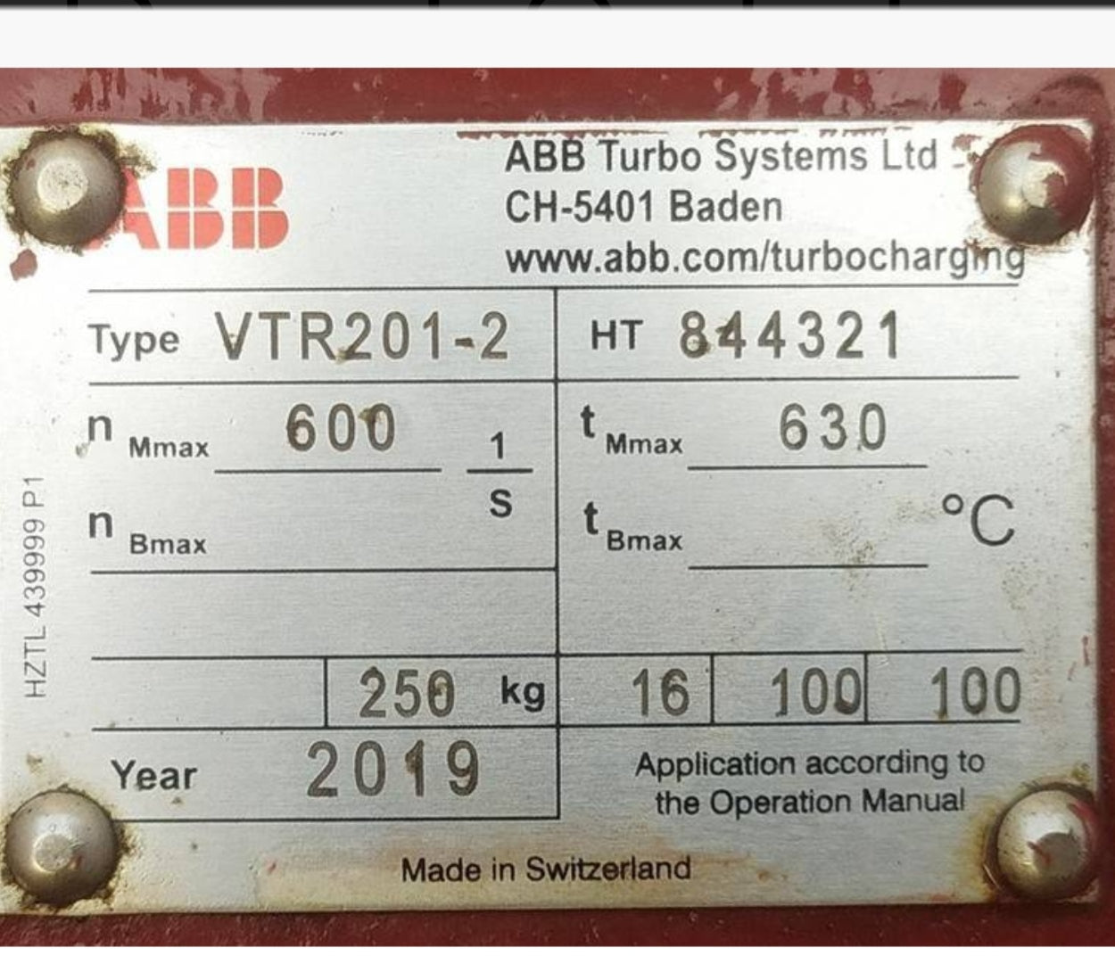 ABB VTR 201-2 Turbocharger